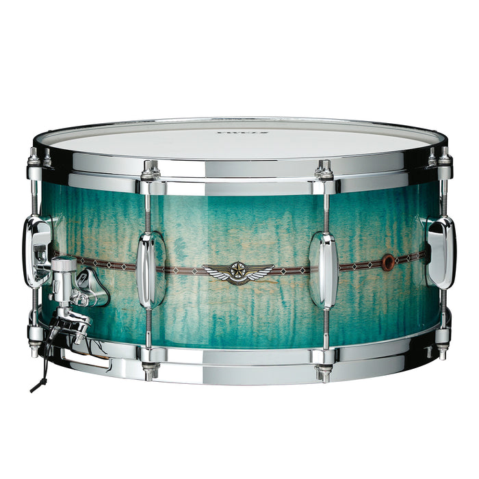 TAMA STAR Maple Snare Drum 13" x 6" - Emerald Sea Curly Maple/Chrome HW - Outside Inlay