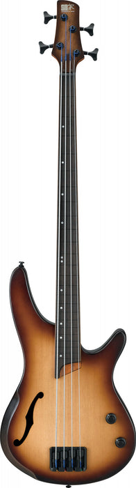 IBANEZ Bass Workshop SR Semi-Hollow Body Bass 4-String Fretless, AERIUM - Natural Browned Burst Flat