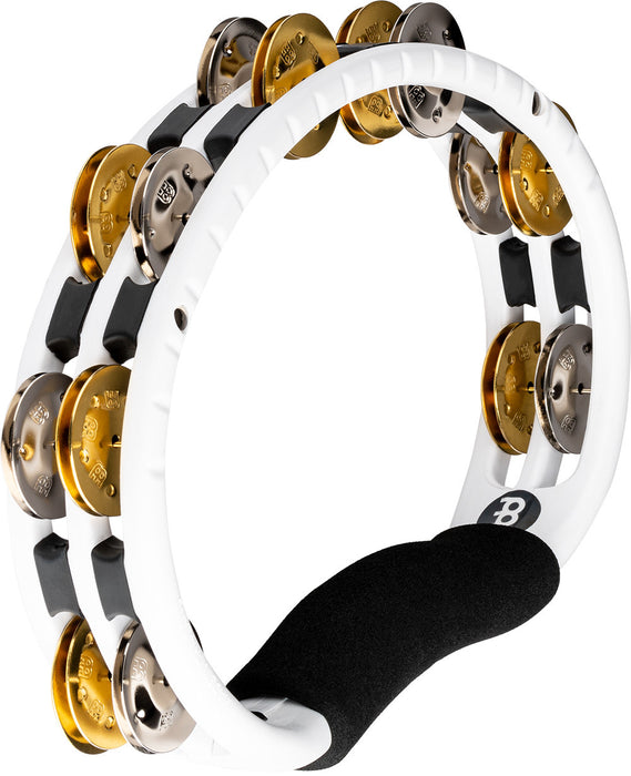 MEINL Percussion Traditional ABS Series Hand Held Molded ABS Tambourine - White/Mixed Nickel Plated Steel/Solid Brass