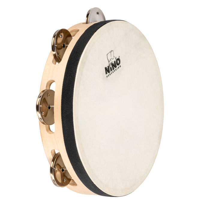 NINO Percussion Single Row Headed Wood Tambourine - 8” Natural