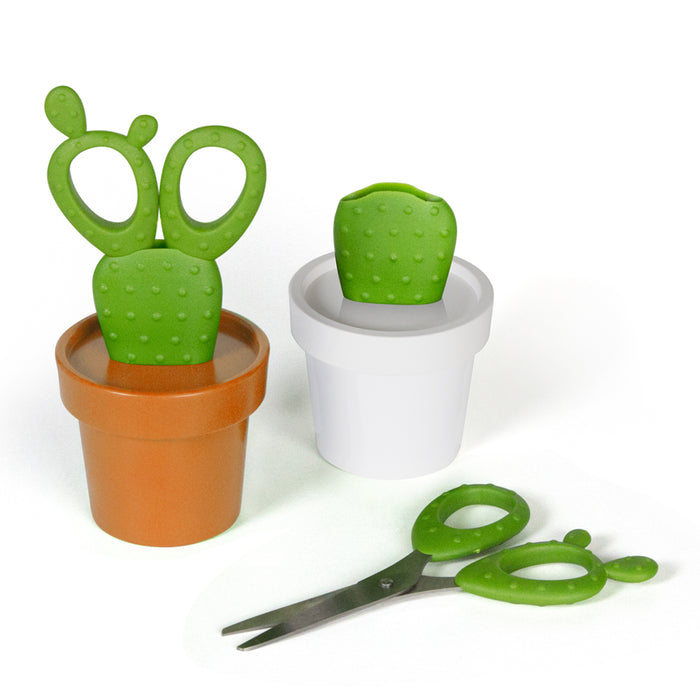 Qualy Scissors in a container Cactus pomar/green 10282-OR-GN