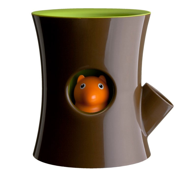 Qualy Log&amp;Squirrel pot brown green 10075-BN-GN