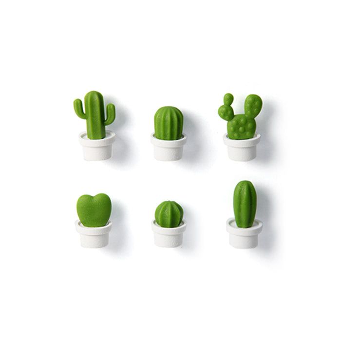 Qualy Magnets cactus 6-piece white/green. 10288-WH-GN