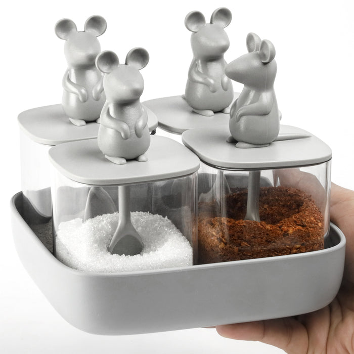 Qualy Set of 4 Lucky Mouse spice containers