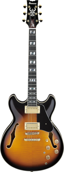 IBANEZ John Scofield Signature Hollowbody Guitar 6 String - Vintage Yellow Sunburst + Case MS100C