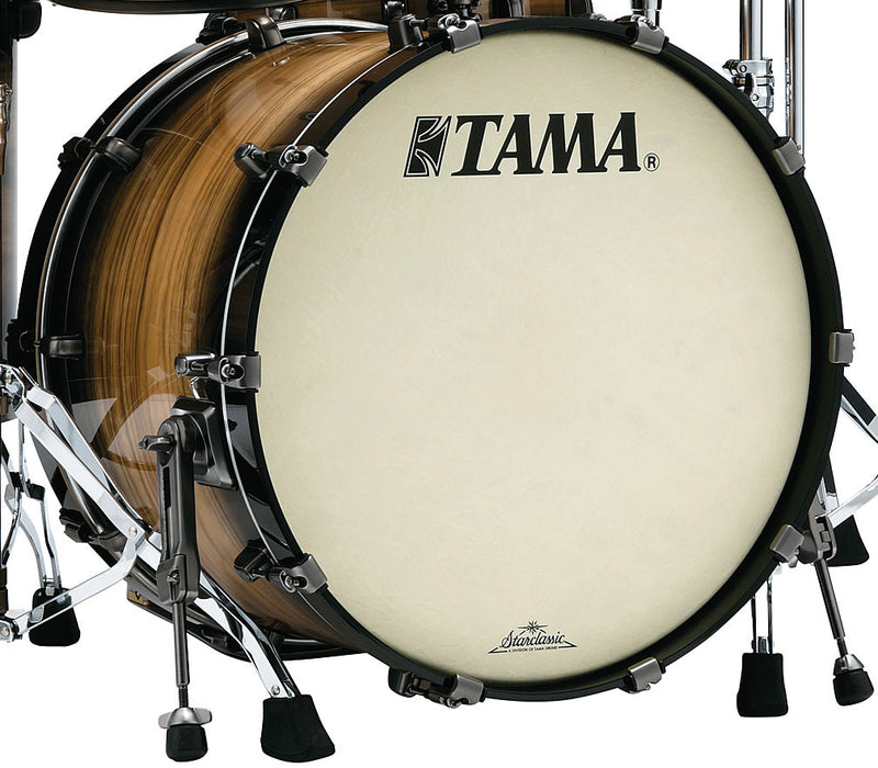 TAMA Starclassic Maple Exotic Bass Drum 22" x 18" - Natural Pacific Walnut Burst/Black Nickel HW/with Tom Holder Base