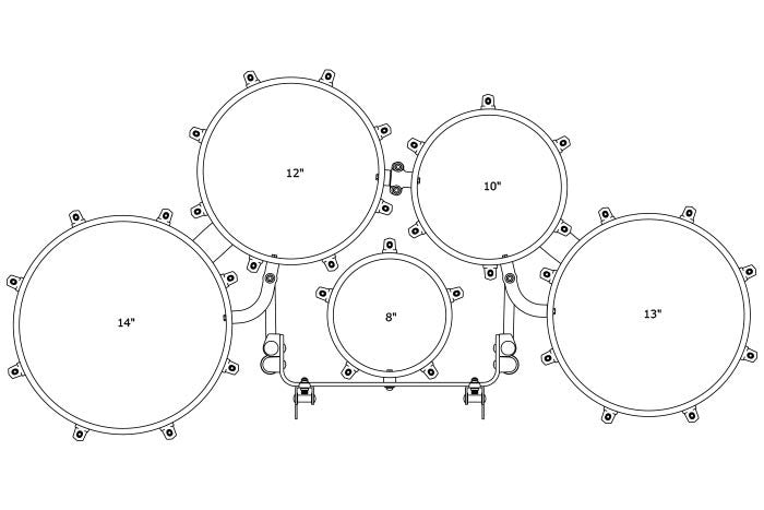 TAMA Fieldstar Rudiment Marching Tenor Drum large quint 8" / 10" / 12" / 13" / 14" - Satin Black/Chrome HW