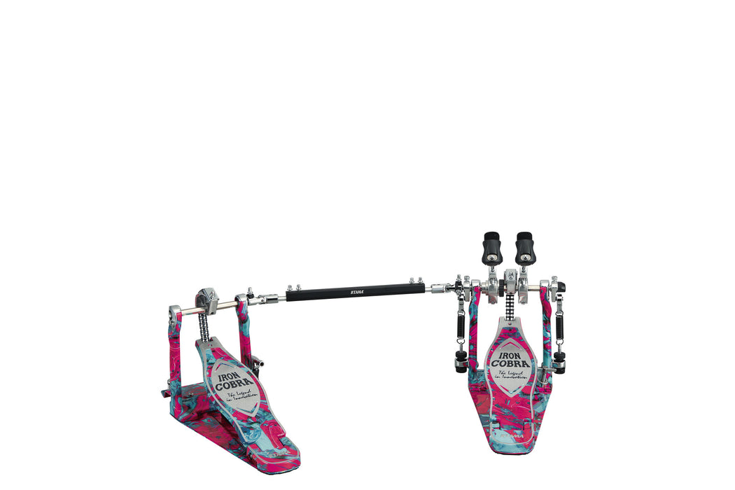 TAMA 50th Limited Iron Cobra Power Glide Twin Pedal - Marble Coral Swirl