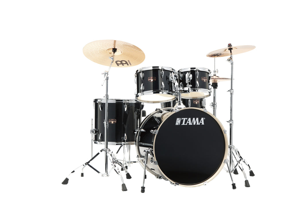 TAMA Imperialstar Drum Set 5 pcs - Hairline Black/Chrome HW + MEINL Cymbals HCS Cymbal Kit/Stage Master Double-Braced Hardware Kit