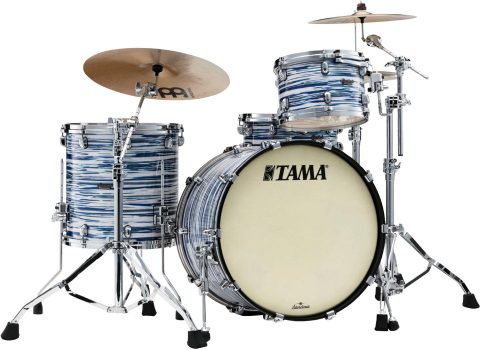 TAMA Starclassic Maple Duracover Wrap Shell Kit 3pcs - Blue & White Oyster /Chrome HW