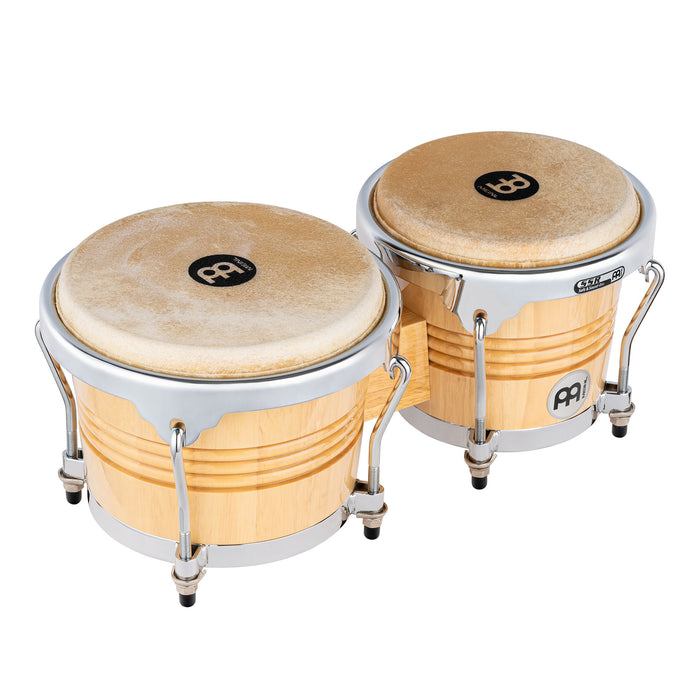 MEINL Percussion Wood Bongo 6 3/4" Macho & 8" Hembra - Natural/Chrome HW