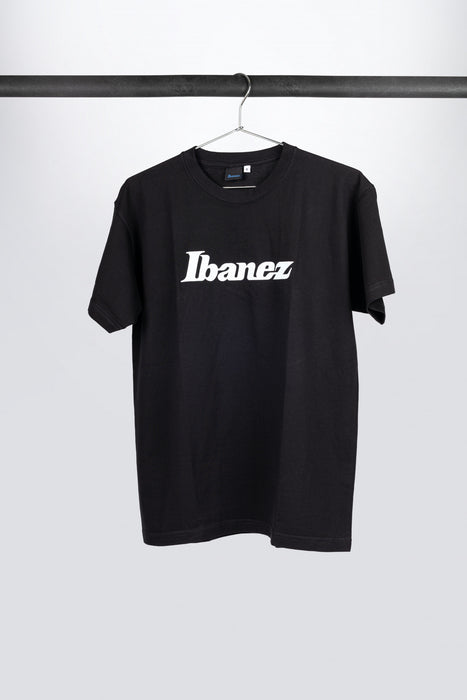 Black Ibanez t-shirt with bluish logo on chest