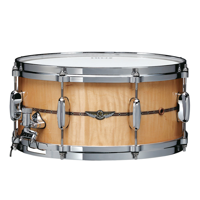 TAMA Star Maple Snare Drum 14" x 6,5" - Gloss Natural Curly Maple/Chrome HW - Outside Inlay
