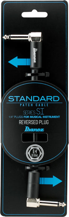 IBANEZ SI Series (Standard) Guitar Instrument Cable - - Right Angle / Reversed Right Angle Patch Cable - Male - Male, Black - 0,12 m / 0,4 ft
