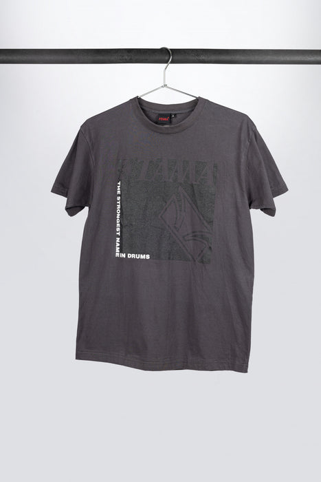 Tama t-shirt in dark grey with logo and "The Strongest Name" lettering on chest
