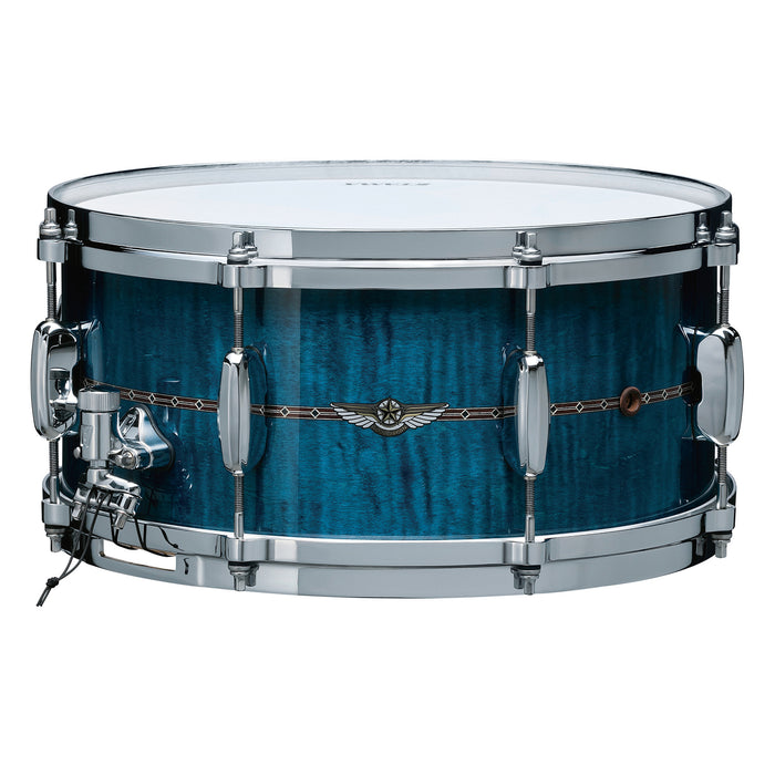 TAMA STAR Maple Snare Drum 14" x 6,5" - Ocean Blue Curly Maple/Chrome HW - Outside Inlay