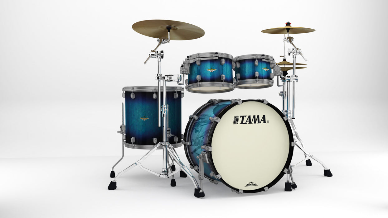 TAMA Starclassic Maple Lacquer Shell Kit 4 pcs - Molten Electric Blue Burst/Smoked Black Nickel HW