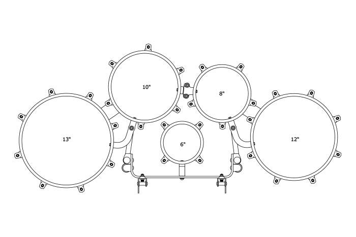 TAMA Fieldstar Rudiment Marching Tenor Drum small quint 6" / 8" / 10" / 12" / 13" - Transparent Black Fade/Chrome HW