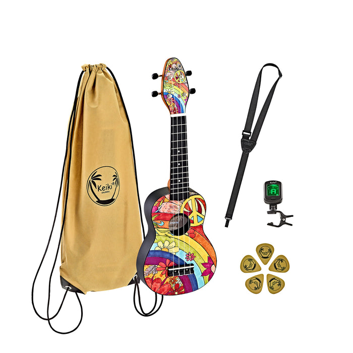 KEIKI K2 Series Soprano Ukulele Set - Agathis / Peace '68"