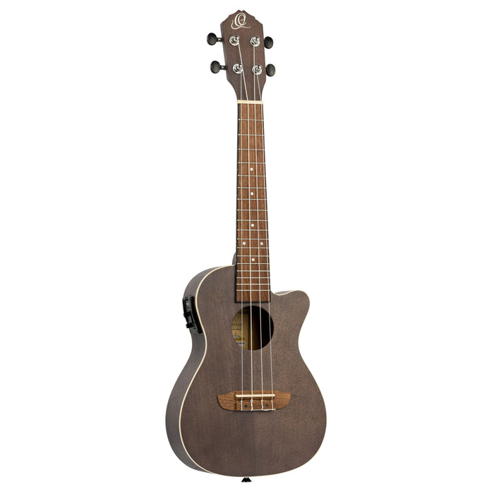 ORTEGA Earth Series Concert Preamp Ukulele 4 String - Okoume Coal Black