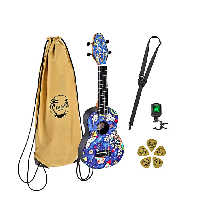 KEIKI K2 Series Soprano Ukulele Set - Agathis / ABS Spaceman
