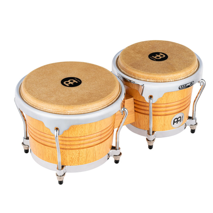 MEINL Percussion Wood Bongo 6 3/4" Macho & 8" Hembra - Super Natural/Chrome HW