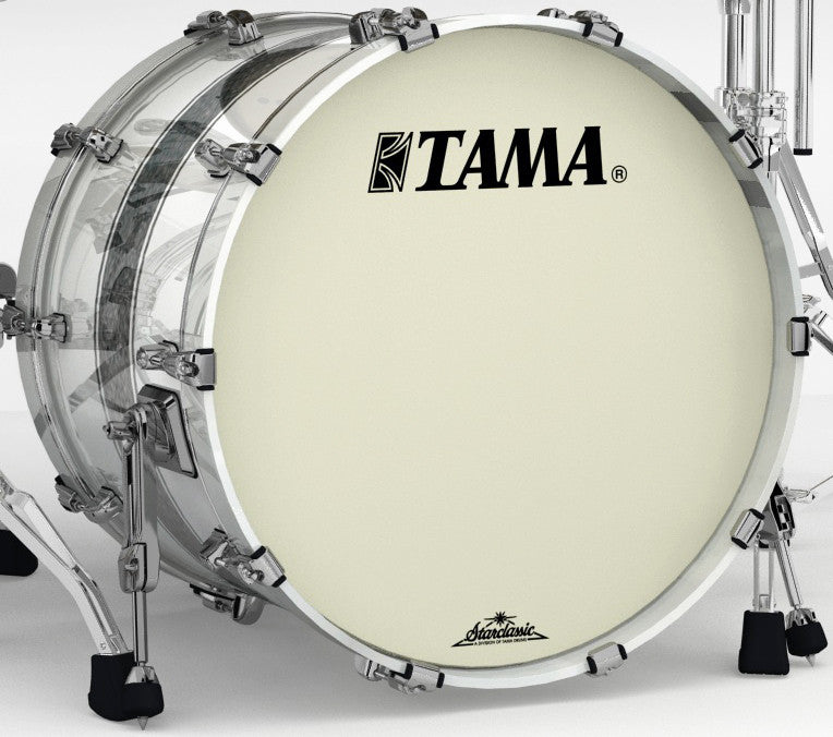 TAMA Starclassic Maple Lacquer Bass Drum 20" x 16" - Silver Snow Racing Stripe/Black Nickel HW/with Mount