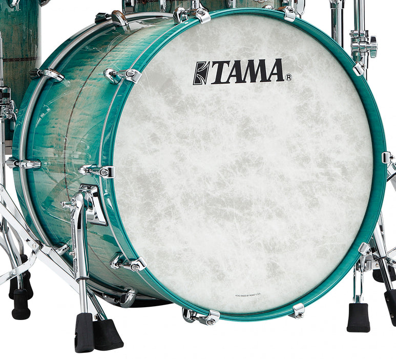 TAMA Star Maple Bass Drum 22" x 18" - Emerald Sea Curly Maple Burst/Chrome HW/Drum Hoop Matched with Inlay (outside)