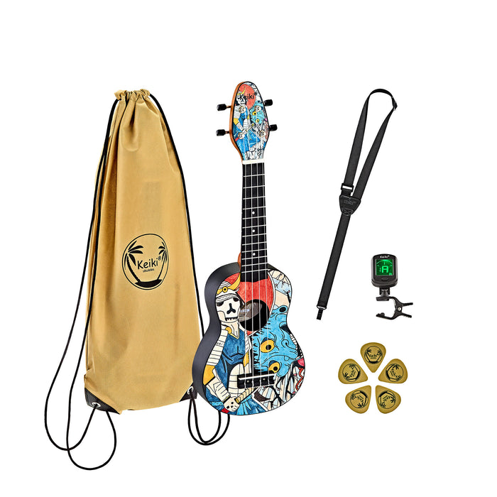 KEIKI K2 Series Soprano Ukulele Set - Agathis / ABS Samurai