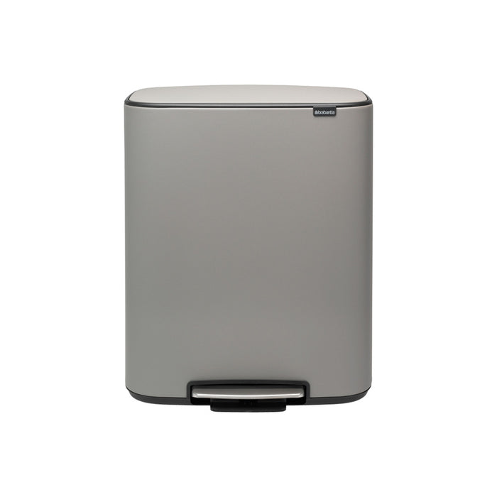 Brabantia Bo 2x30L mineral grey pedal waste garbage can 211485