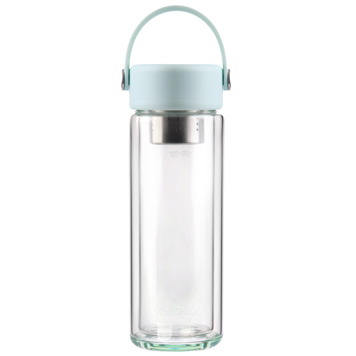 Vialli Design glass bottle with double wall and infuser 350ml FUORI mint 0190