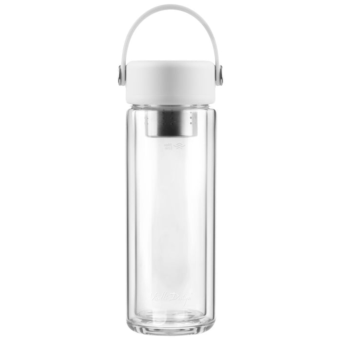Vialli Design glass bottle with double wall and infuser 350ml FUORI white 0169