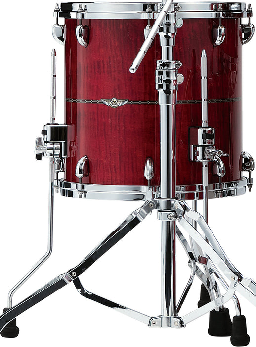 TAMA STAR Maple Floor Tom 14" x 14" - Raspberry Curly Maple/Chrome HW/with Inlay (outside)
