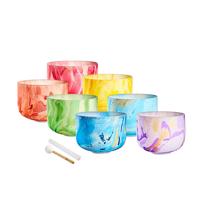 MEINL Sonic Energy Marble Crystal Singing Bowl Chakra Set 7 pcs - B4/A4/G4/F4/E4/D4/C4/432 Hz