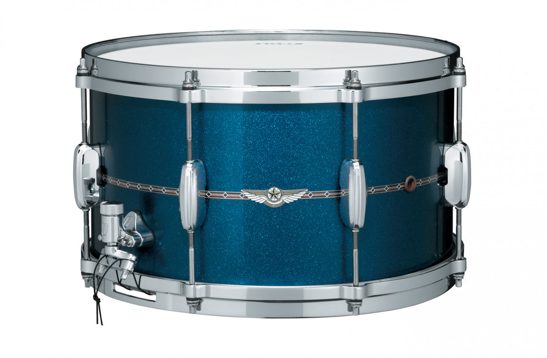 TAMA STAR Bubinga Snare Drum 14" x 8" - Satin Blue Metallic/Chrome HW - Outside Inlay
