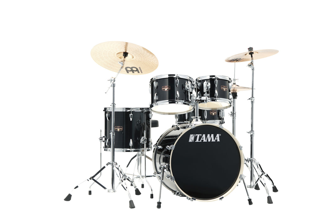 TAMA Imperialstar Drum Set 5 pcs - Hairline Black/Chrome HW + MEINL Cymbals HCS Cymbal Kit/Stage Master Double-Braced Hardware Kit