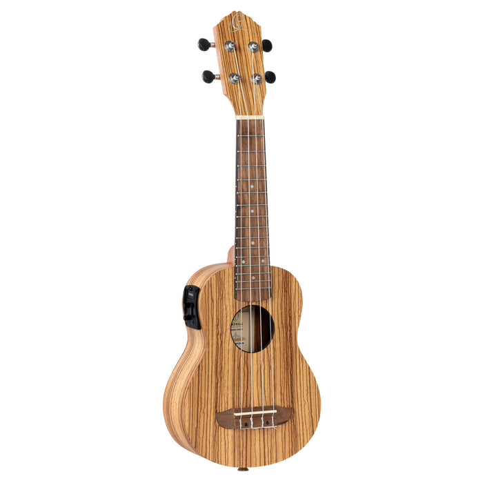 ORTEGA Timber Series Soprano Preamp Ukulele 4 String - Zebrawood Natural + Bag