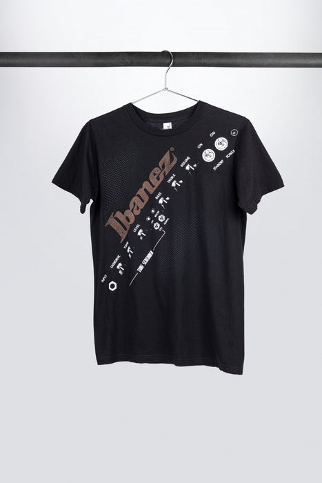 Black Ibanez t-shirt with brown-white "Tube Screamer" frontprint