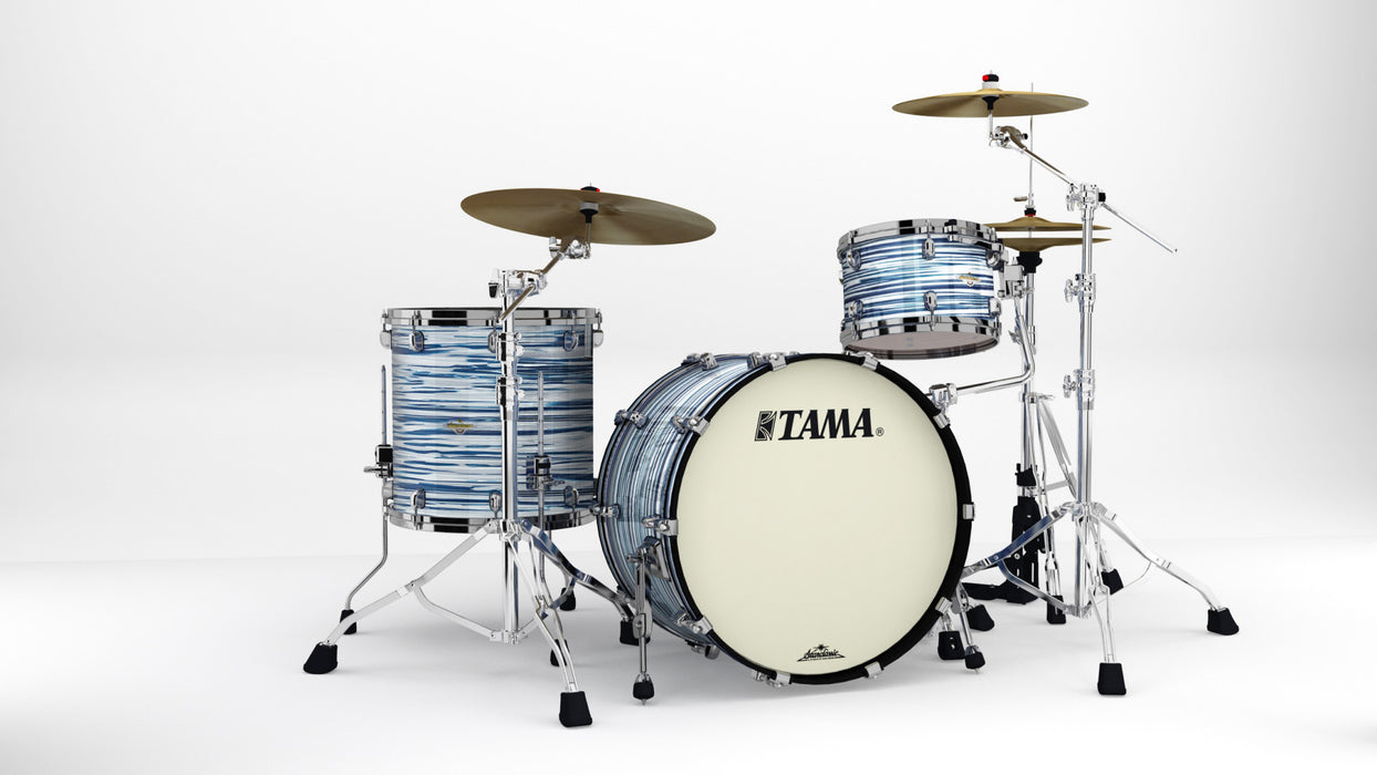 TAMA Starclassic Maple Duracover Wrap Shell Kit 3 pcs - Blue & White Oyster/Black Nickel HW