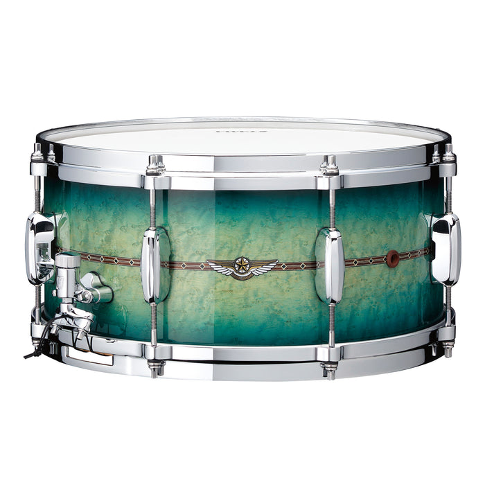 TAMA STAR Maple Factory Vault Snare Drum 14" x 6,5" - Cerulean Bird´s Eye Maple/Chrome HW - Outside Inlay