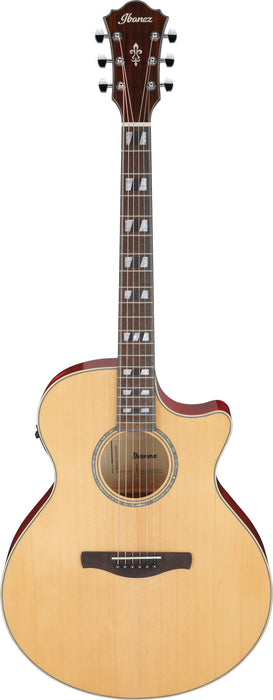 IBANEZ AE Acoustic Guitar 6-String - Natural High Gloss Top, Transparent Red High Gloss
