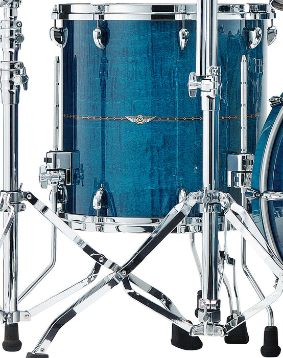 TAMA STAR Maple Floor Tom 18" x 16" - Ocean Blue Curly Maple/Chrome HW/with Inlay (outside)