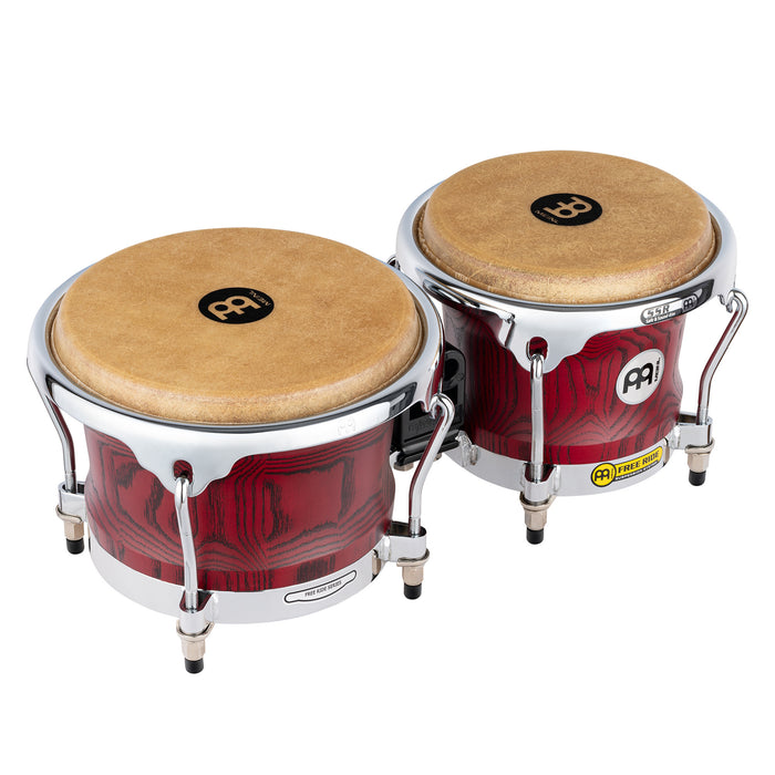 MEINL Percussion Woodcraft Serie Wood Bongo 7" Macho & 8 1/2" Hembra - Vintage Red/Chrome HW