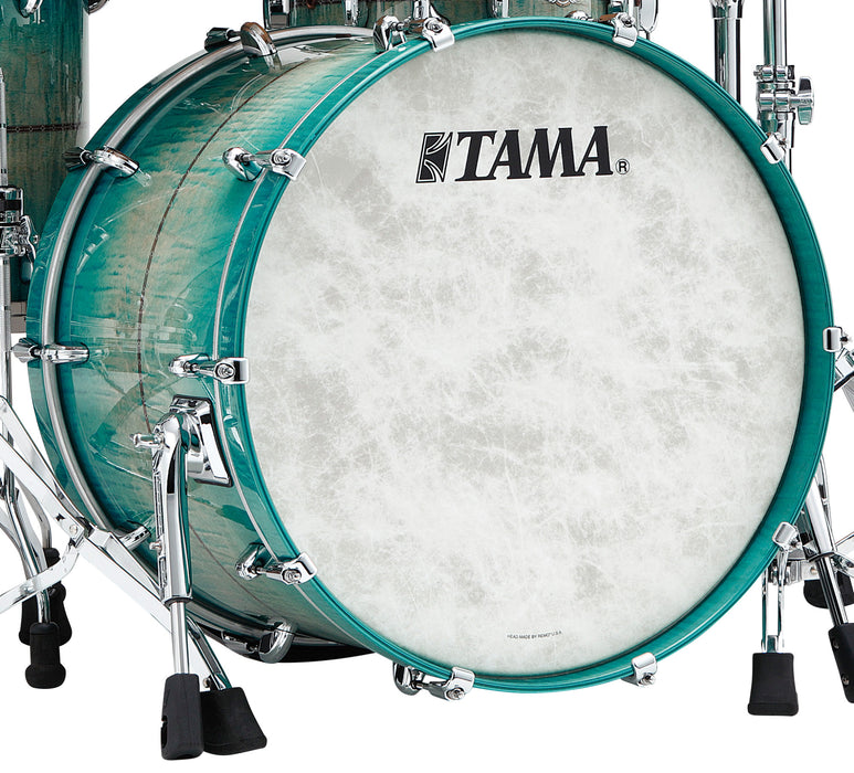 TAMA STAR Maple Bass Drum 20" x 18" - Emerald Sea Curly Maple Burst/Chrome HW/Drum Hoop Matched with Inlay (outside)