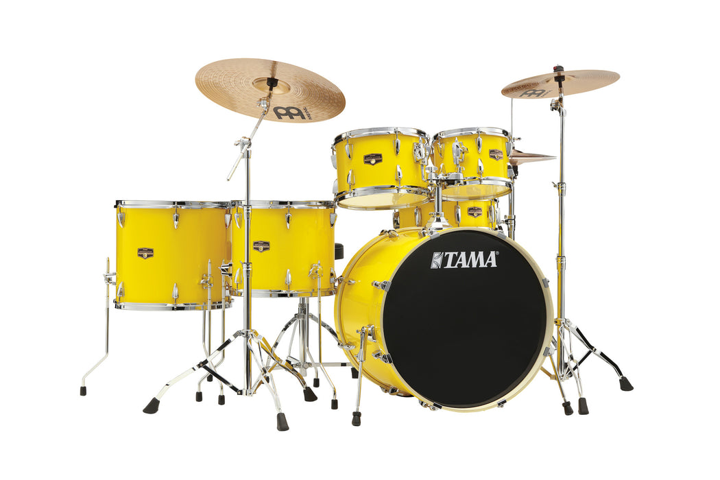 TAMA Imperialstar Drum Set 6 pcs - Electric Yellow/Chrome HW + MEINL Cymbals HCS Cymbal Kit/Stage Master Double-Braced Hardware Kit