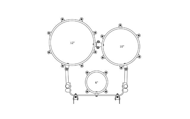 TAMA Fieldstar Rudiment Marching Tenor Drum trio 6" / 10" / 12" - Sugar White/Chrome HW