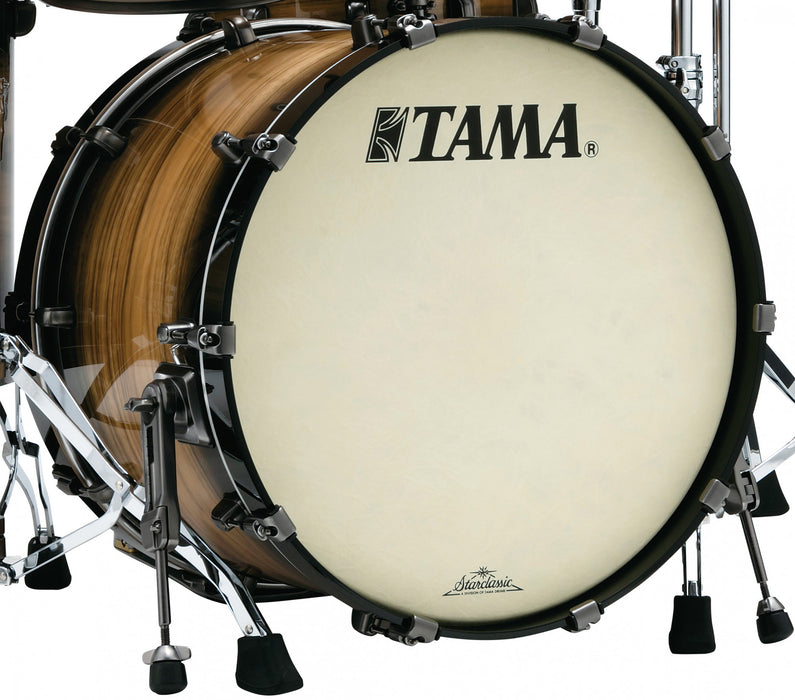 TAMA Starclassic Maple Exotic Bass Drum 16" x 12" - Natural Pacific Walnut Burst/Smoked Black Nickel HW/with Tom Holder Base