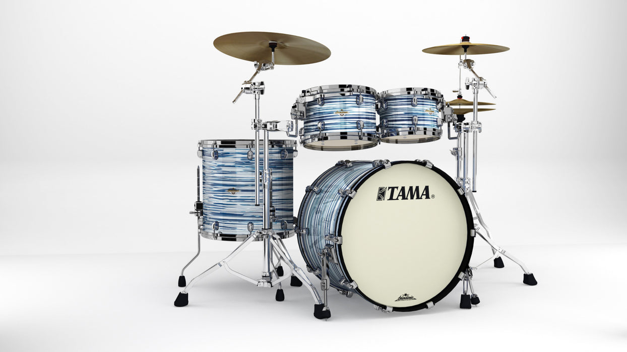 TAMA Starclassic Maple Duracover Wrap Shell Kit 4 pcs - Blue & White Oyster/Black Nickel HW