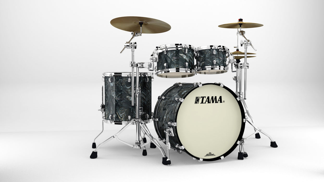 TAMA Starclassic Maple Duracover Wrap Shell Kit 4 pcs - Charcoal Swirl/Chrome HW