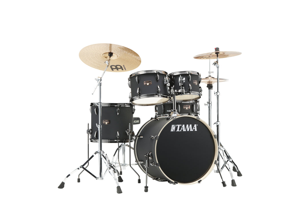 TAMA Imperialstar Drum Set 5 pcs - Blacked Out Black/Black Nickel HW + MEINL Cymbals HCS Cymbal Kit/Stage Master Double-Braced Hardware Kit
